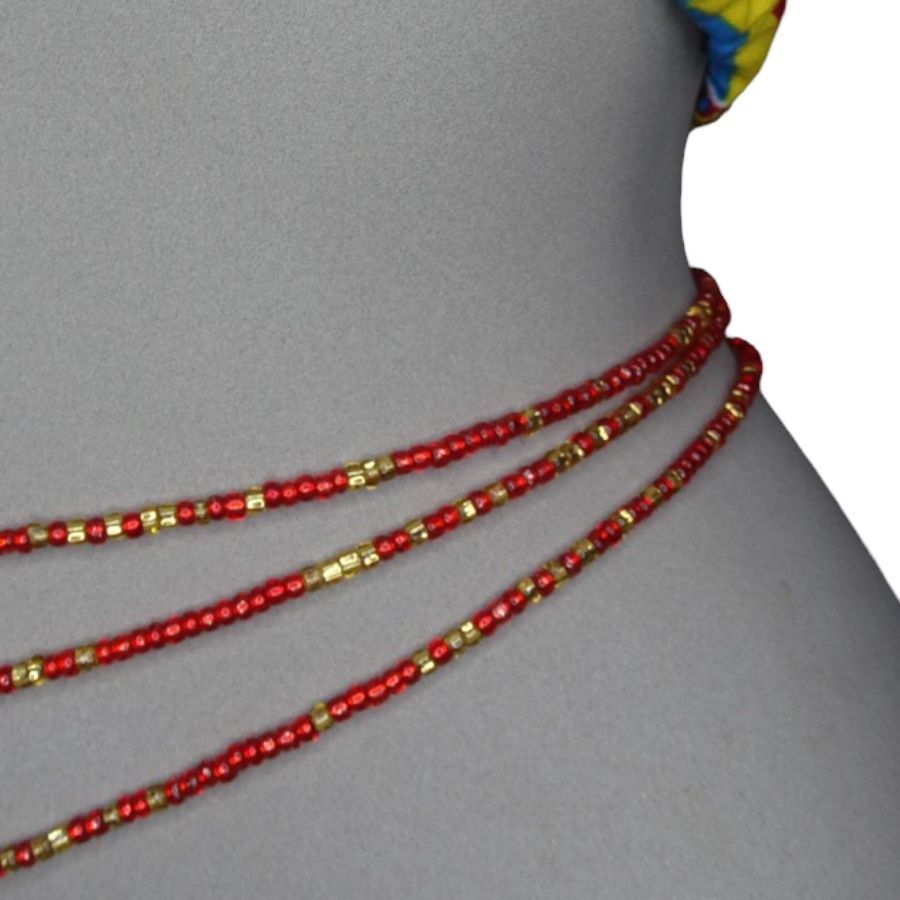 Waist Bead ~ Gold x Red